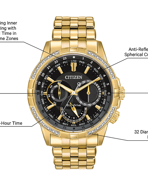 Citizen Calendrier Men's Eco-Drive Diamond Bezel Watch | CITIZEN Citizen Calendrier Men's Eco-Drive Diamond Bezel Watch | CITIZEN