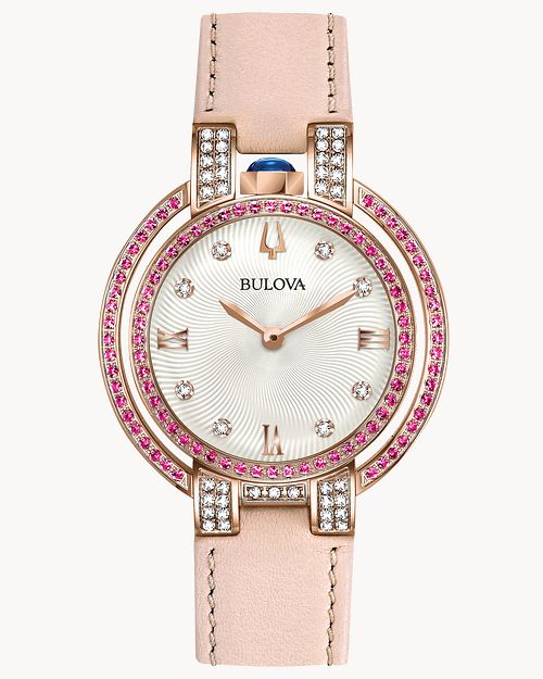 Bulova white leather sales strap ladies watch