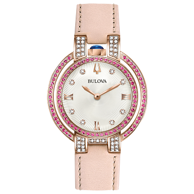 Bulova women's watch leather band best sale