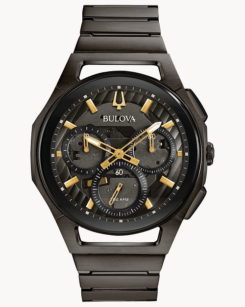 Bulova CURV Dark Grey Dial Gold Tone Stainless Steel Watch Bulova
