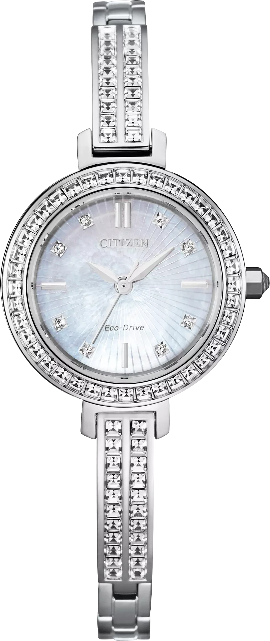 au maison Silhouette Crystal White Dial Stainless Steel Bracelet EM0860-51D