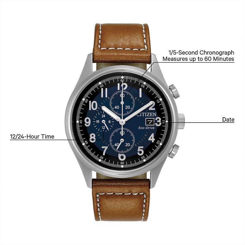 Chandler - Men's Leather Band CA0621-05L Blue Dial Watch | CITIZEN