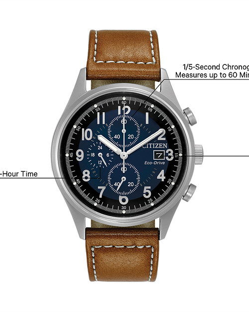 ★レア逆輸入★Citizen Chandler Chronograph Men's Watch Chandler - Men's Leather Band CA0621-05L Blue Dial Watch