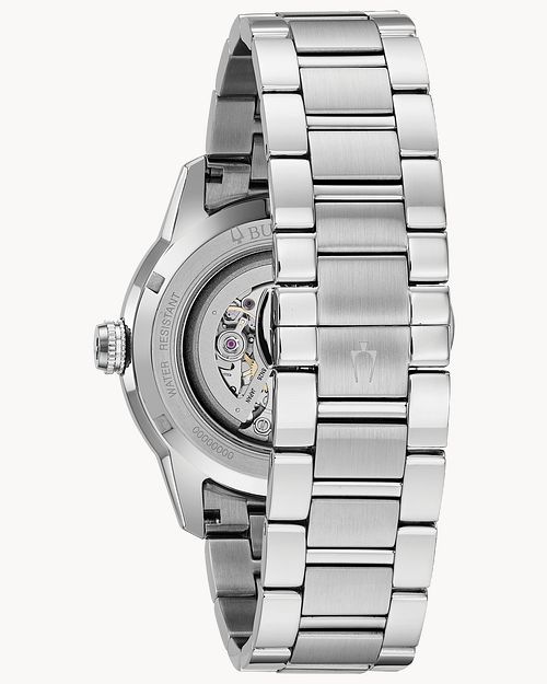Bulova Sutton Men's Silver Black Dial Stainless Steel Watch | Bulova