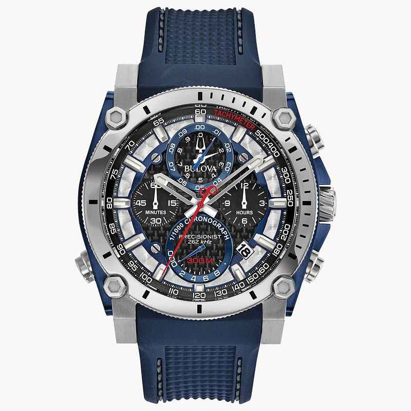 Bulova Precisionist Men's Blue Strap Stainless Steel Watch | Bulova