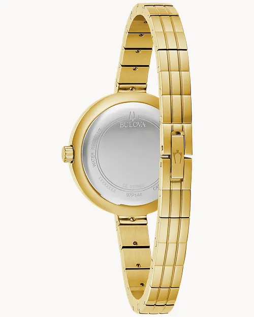 Bulova Rhapsody Women's Gold White Dial Diamond Watch Bulova