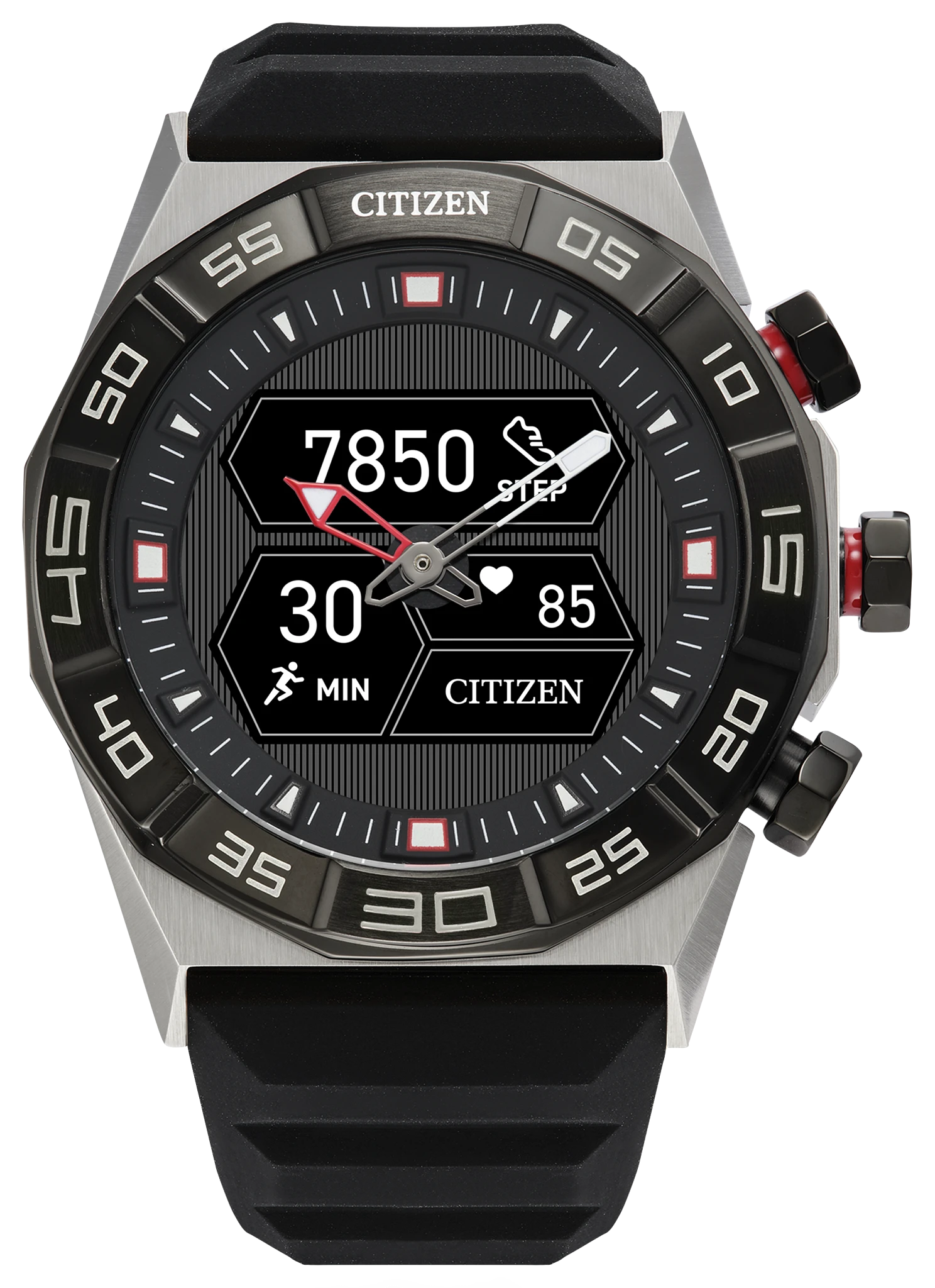 au maison CZ Smart Hybrid Black Dial Silicone Strap JX2007-09E