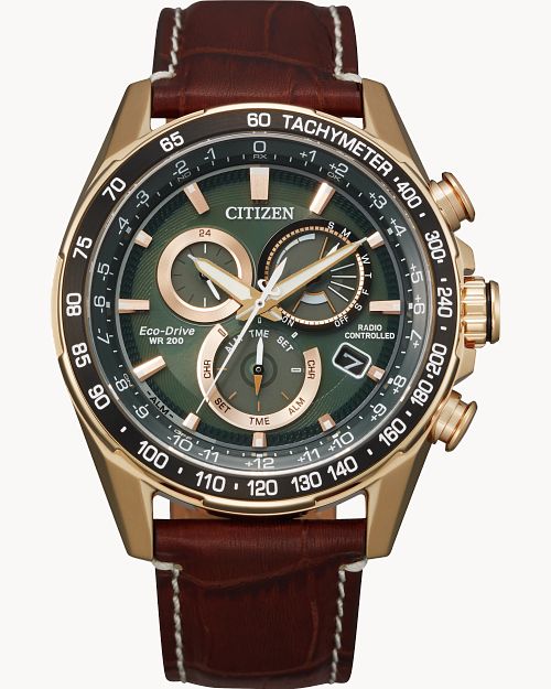 PCAT Green Dial Leather Strap CB5919 00X CITIZEN