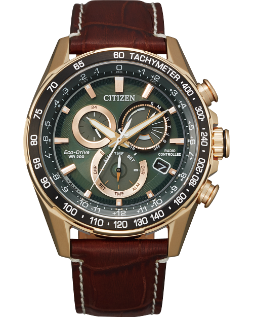PCAT Green Dial Leather Strap CB5919 00X CITIZEN