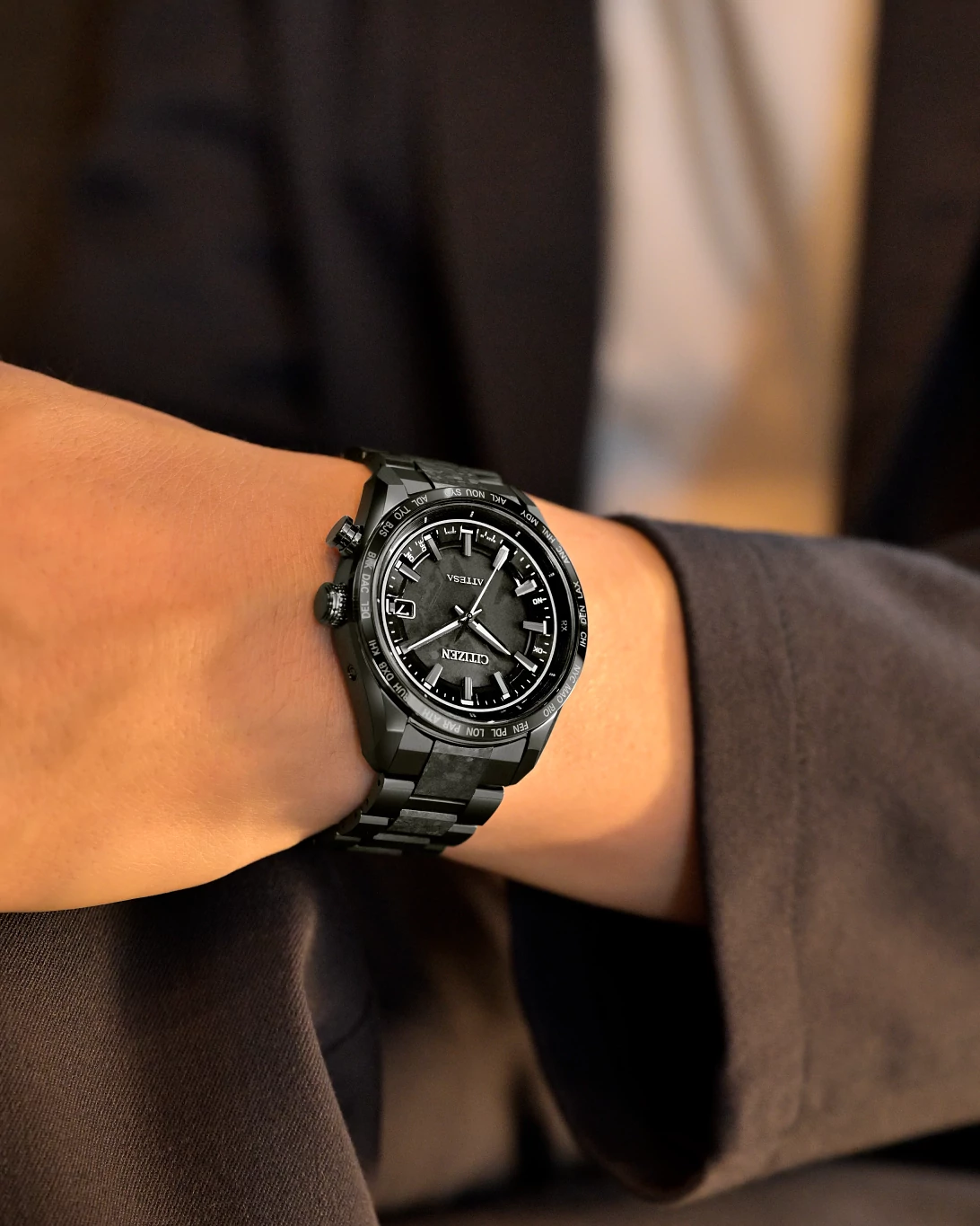 ATTESA HAKUTO-R Black Dial Super Titanium with DLC Coating 