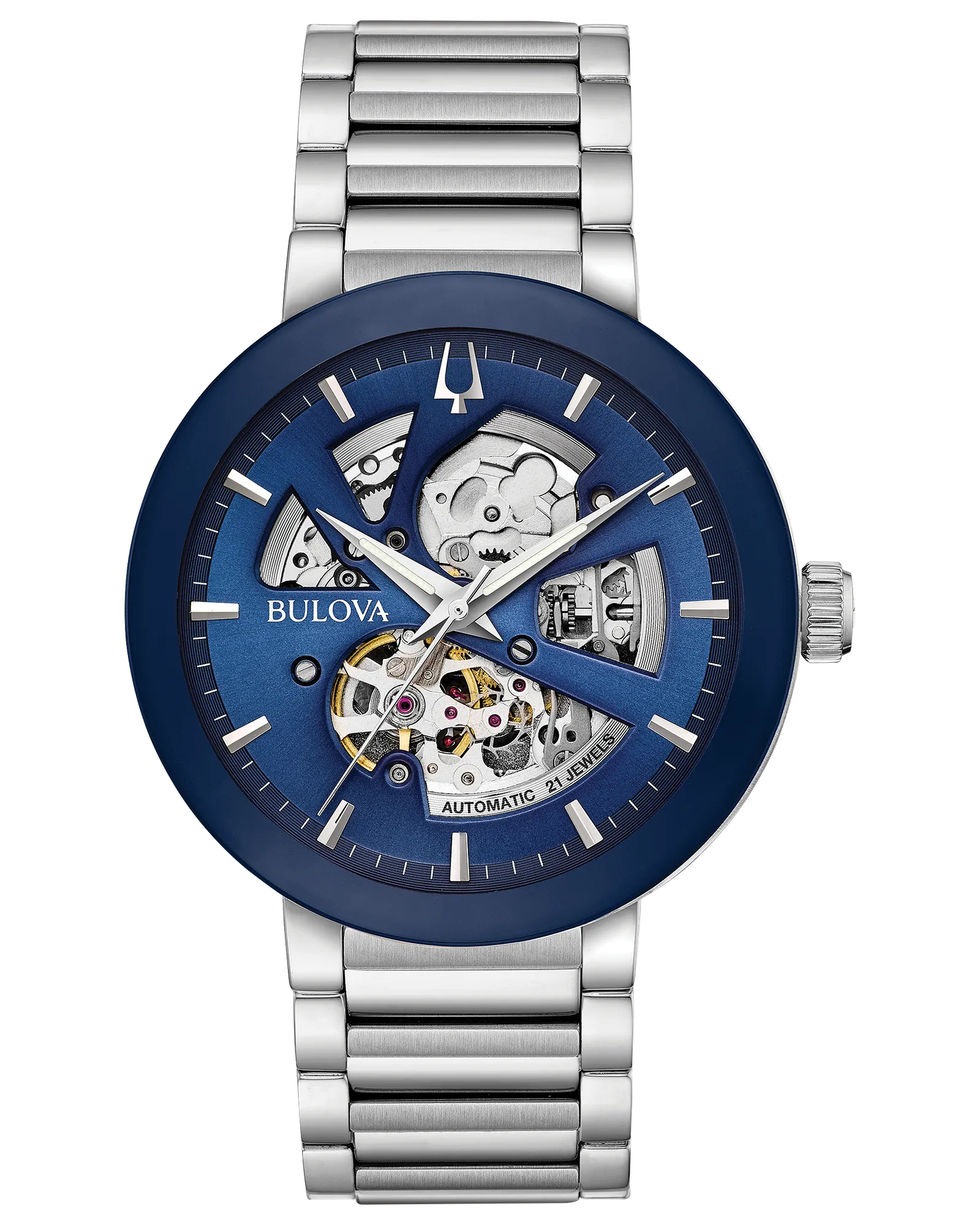 Bulova Futuro Men's Blue Dial Stainless Steel Modern Watch — Blue