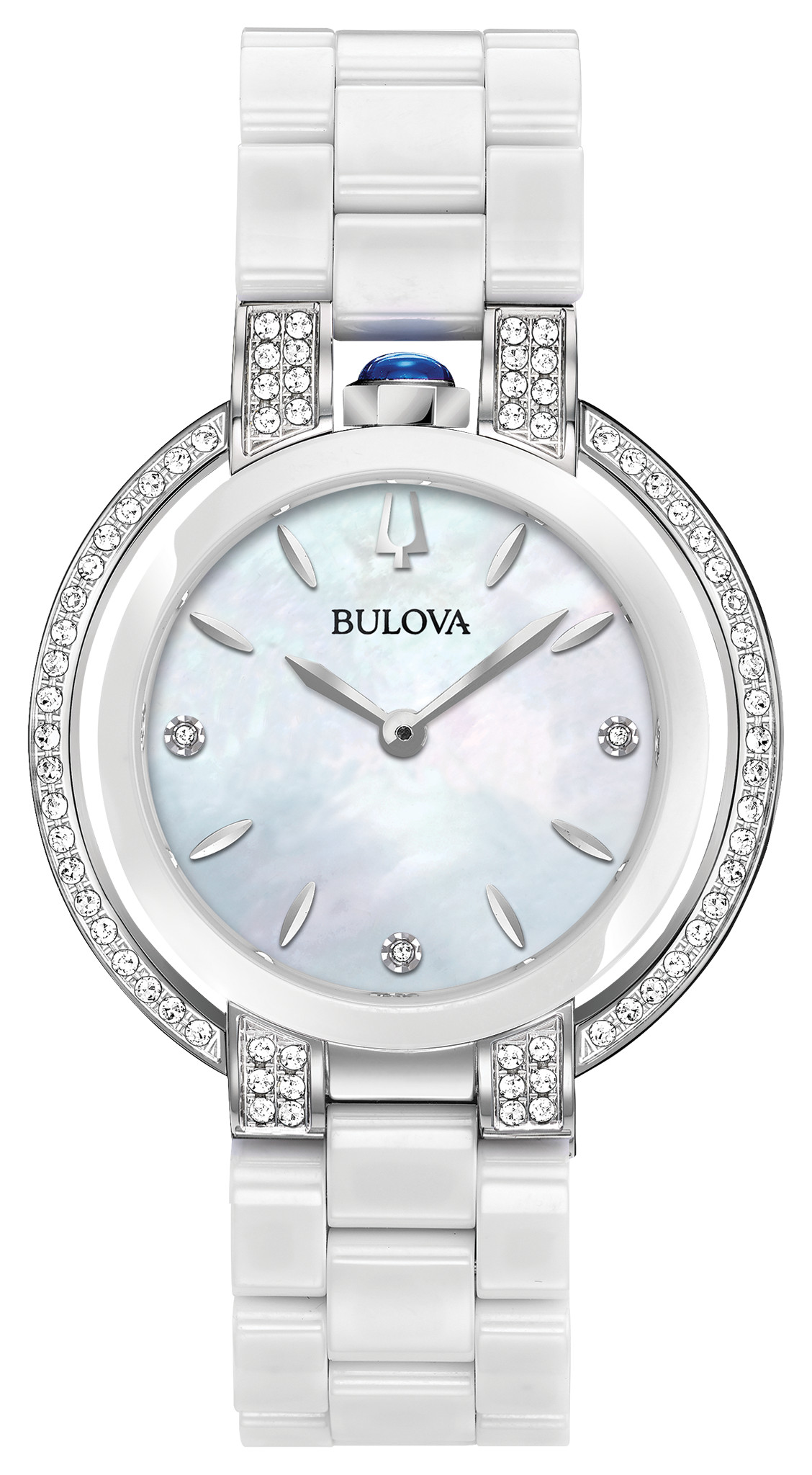 bulova mother of pearl watch with diamonds