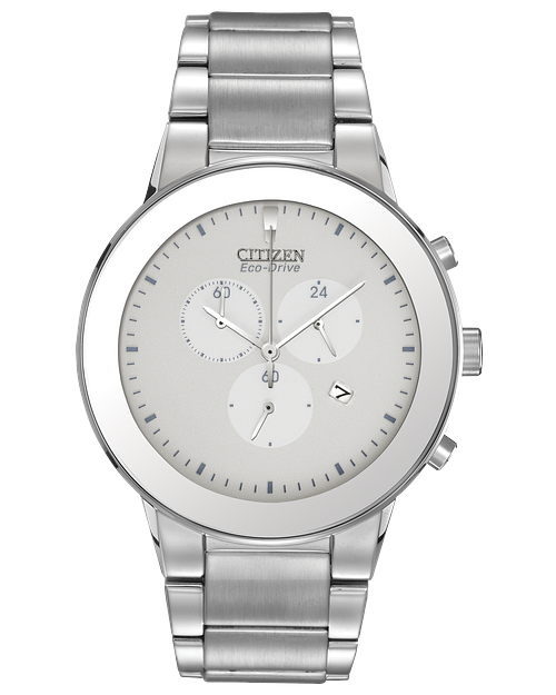 Axiom Silver Tone Dial Stainless Steel Bracelet AT2240 51A CITIZEN