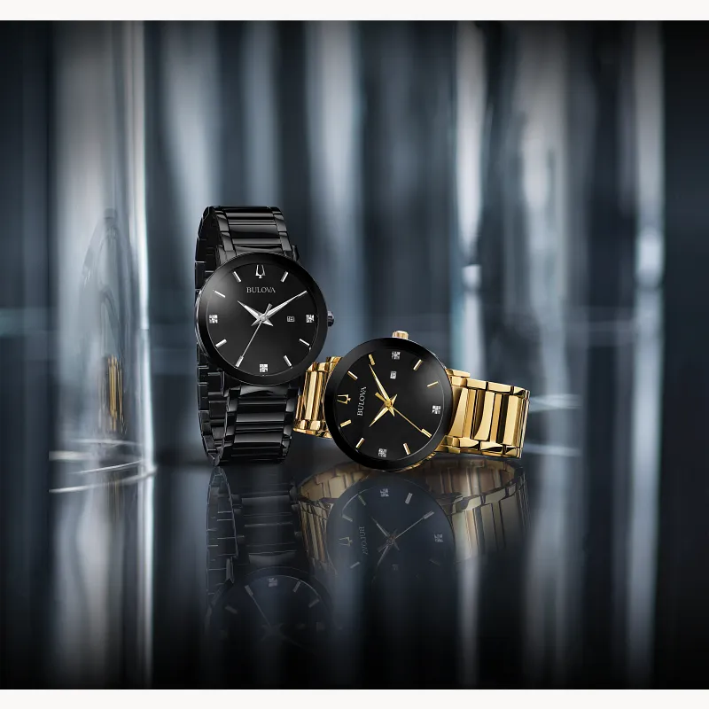 Bulova Futuro Men's Diamond Black Dial Modern Watch Bulova