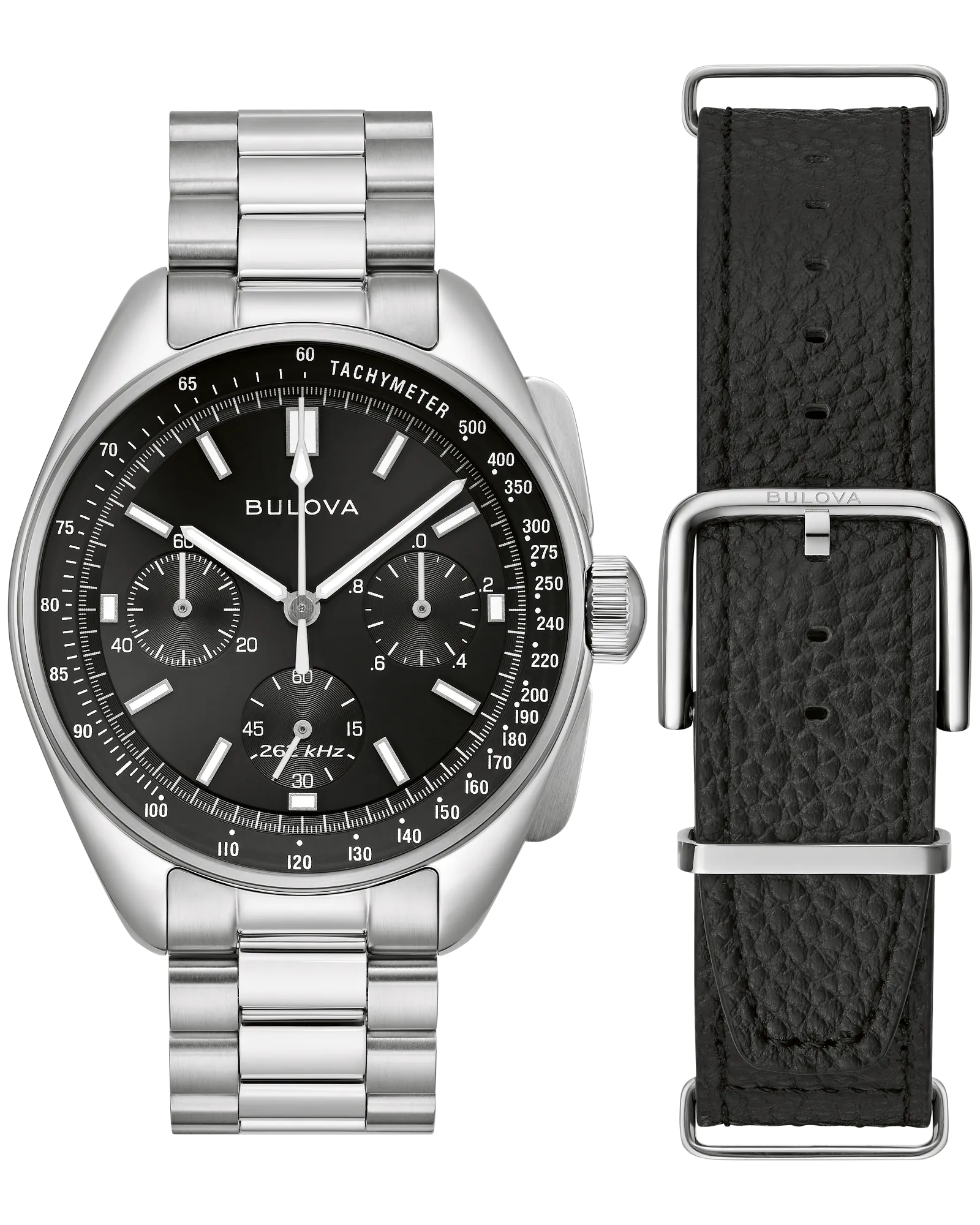 Bulova Black Dial Stainless Steel Bracelet Lunar Pilot 96K111 — Black