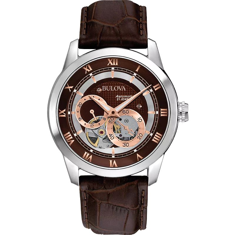 Bulova Classic Men\'s Brown Dial Leather | Steel Stainless Brown Bulova Watch