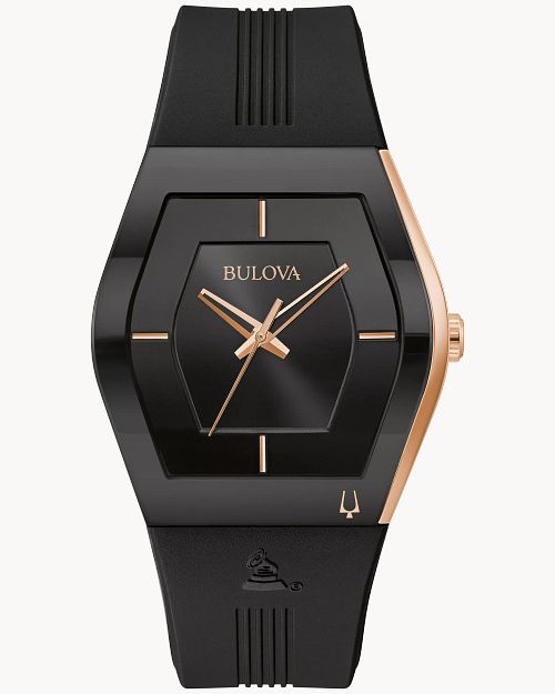 Black Dial Silicone Strap Gemini 97A163 Bulova