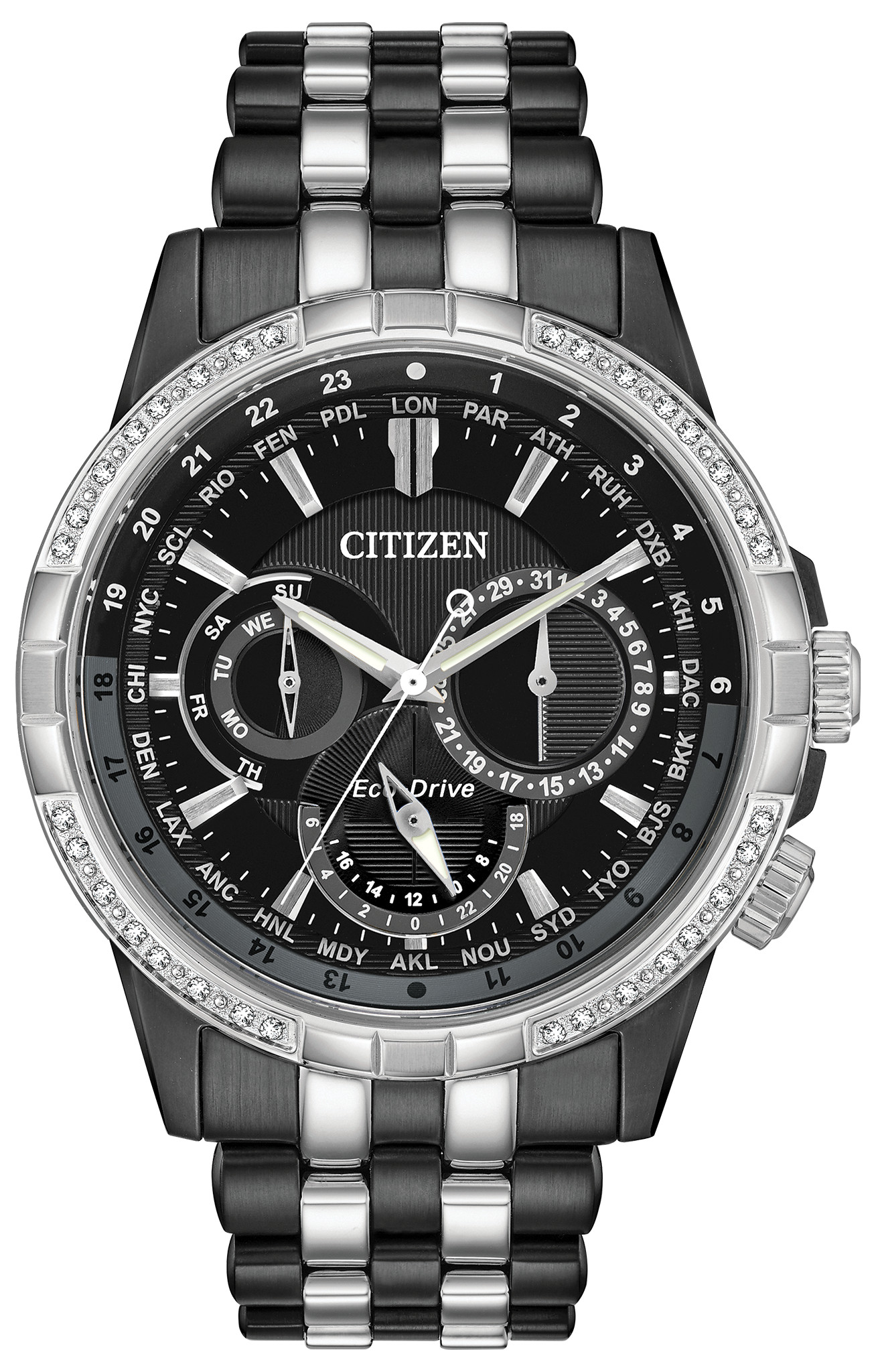 citizen eco drive black with diamonds