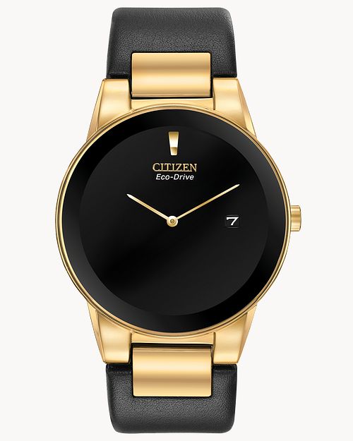 Citizen Axiom Men's Eco-Drive Gold Black Dial Watch | CITIZEN