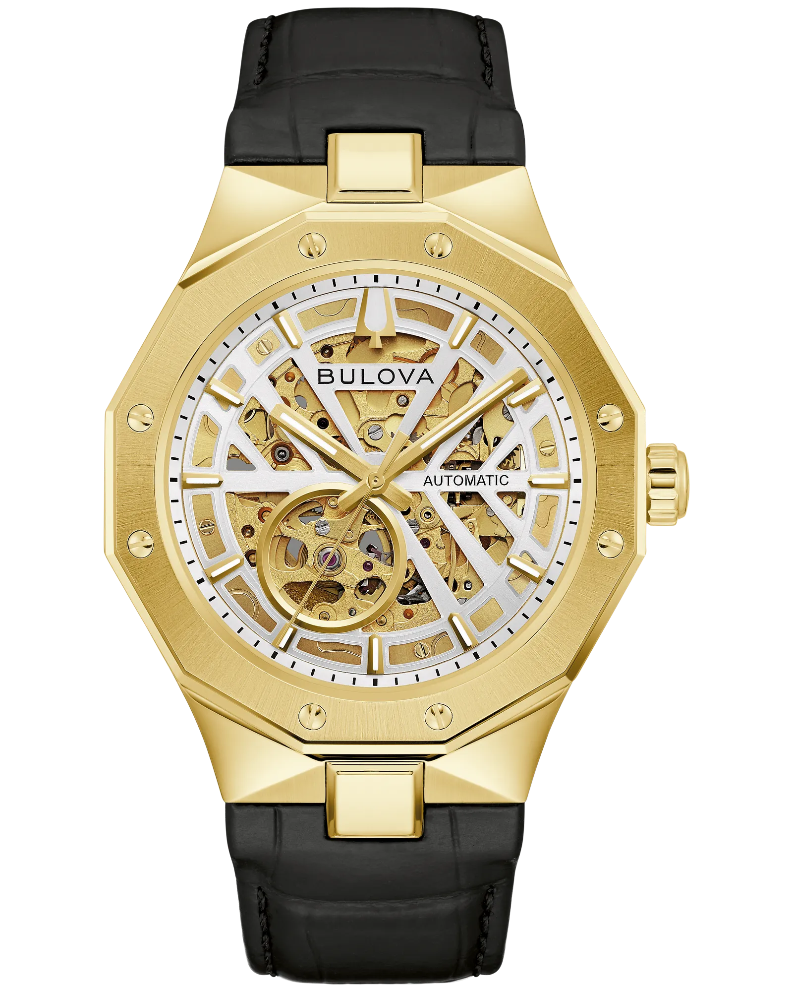 Bulova Silver-Tone Dial Leather Strap Prestige 97A206 — Silver-Tone