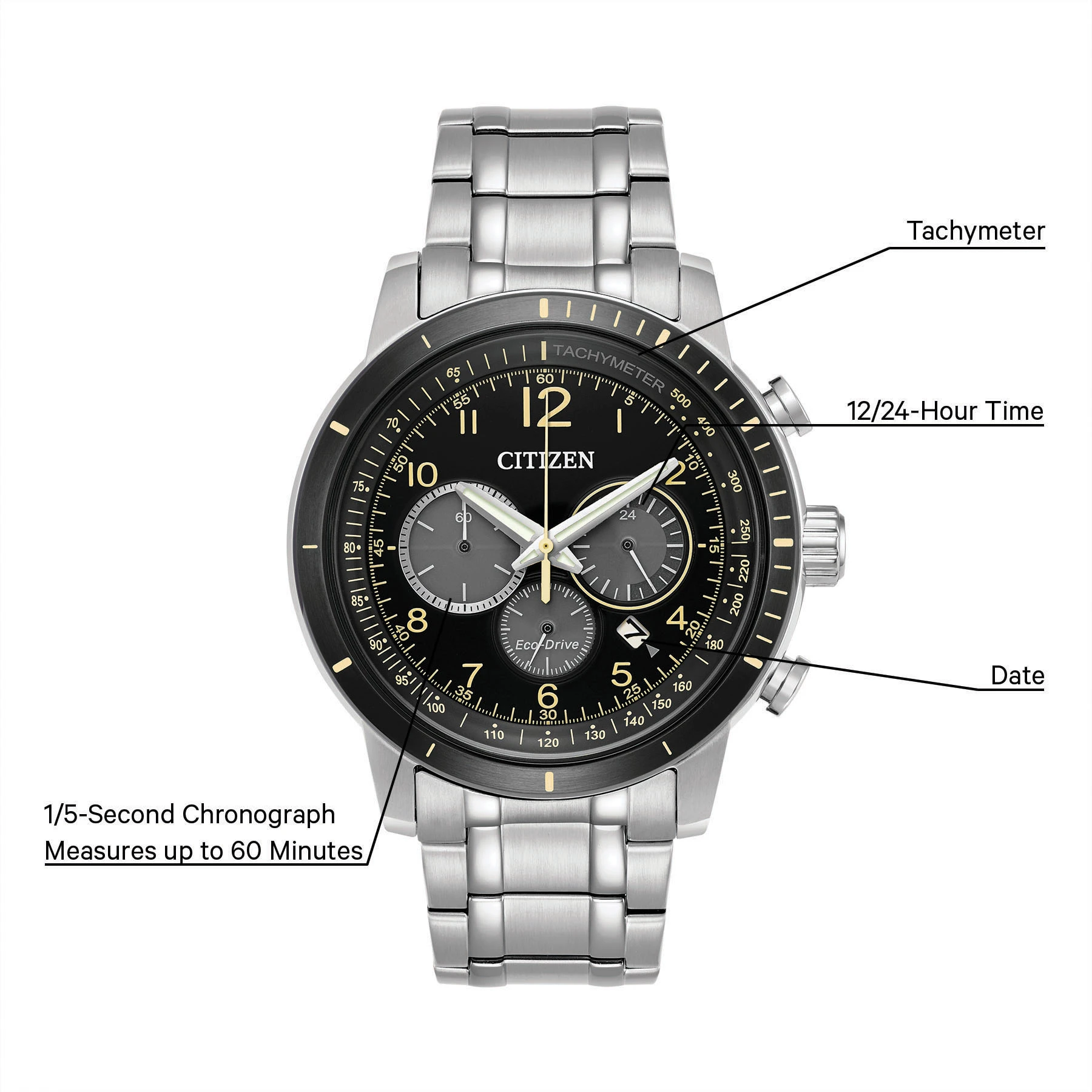 Brycen - Men's Eco-Drive CA4358-58E Black Ion Plated Watch | CITIZEN