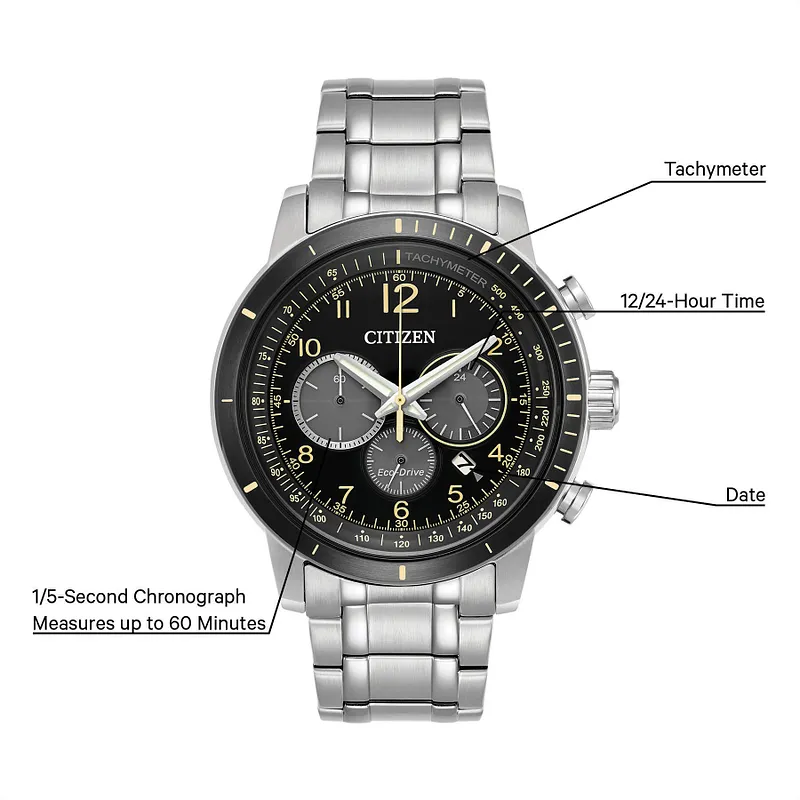 Brycen - Men's Eco-Drive CA4358-58E Black Ion Plated Watch | CITIZEN Brycen - Men's Eco-Drive CA4358-58E Black Ion Plated Watch | CITIZEN