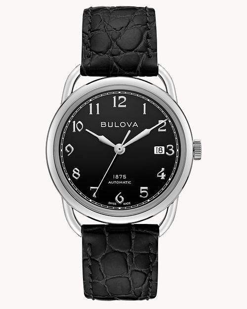 Bulova watch black leather strap best sale