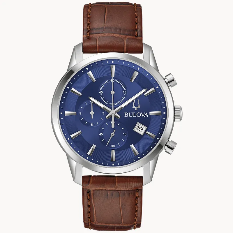 Blue Dial Leather Strap Sutton 96B402 Bulova