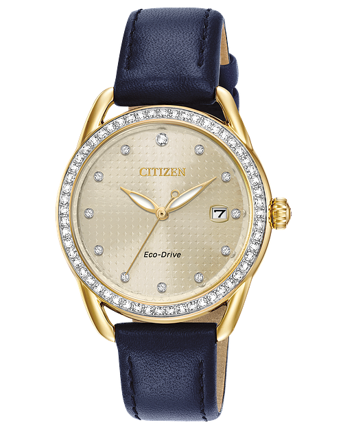 LTR Ladies Eco Drive FE6112 09P Blue Leather Strap Watch CITIZEN