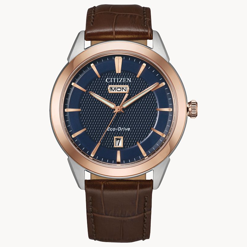 Rolan Navy Dial Leather Strap AW0096 06L CITIZEN