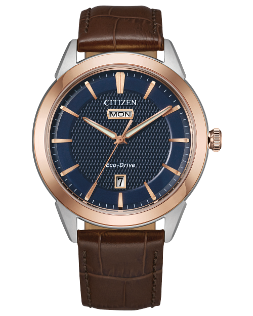 Rolan Navy Dial Leather Strap AW0096 06L CITIZEN
