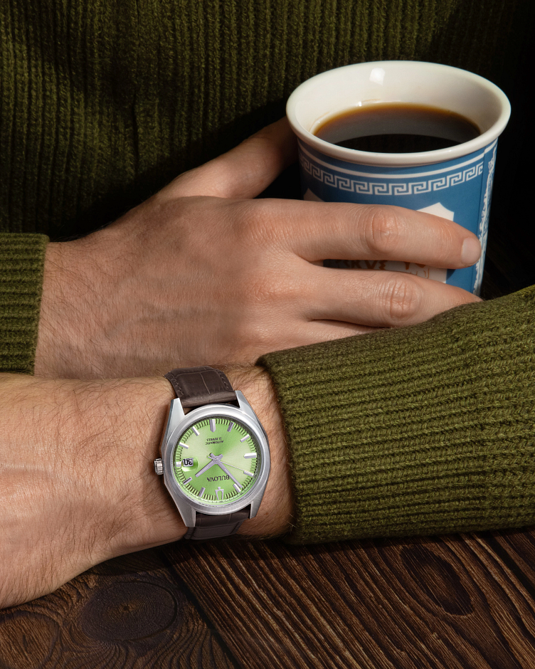 Green Dial Leather Strap Surveyor 96B427 | Bulova Green Dial Leather Strap Surveyor 96B427 | Bulova