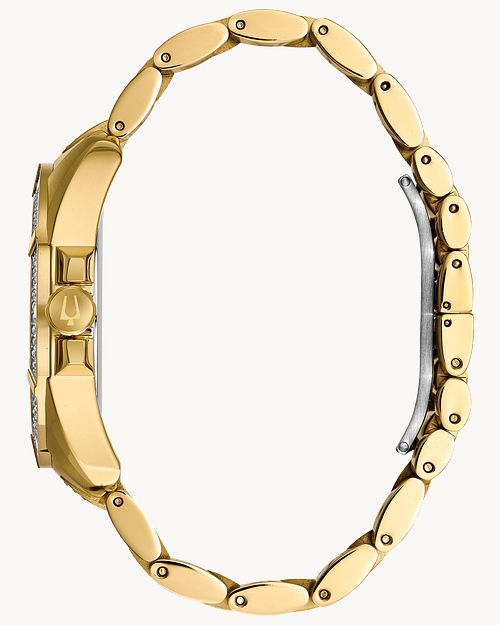 Bulova Octava Men s Gold Blue Dial Crystal Watch Bulova