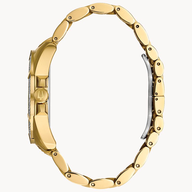 Bulova Octava Men s Gold Blue Dial Crystal Watch Bulova