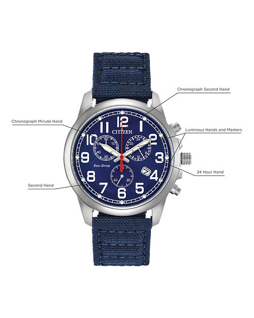 Citizen Military Eco Drive Blue Dial Stainless Steel Watch CITIZEN