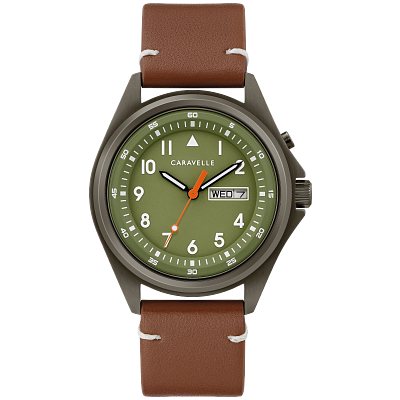 Green Dial Leather Strap Classic 45C119 Bulova