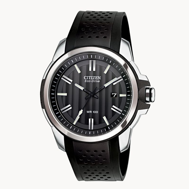 AR Men s Eco Drive AW1150 07E Black Pinstripe Dial Watch CITIZEN