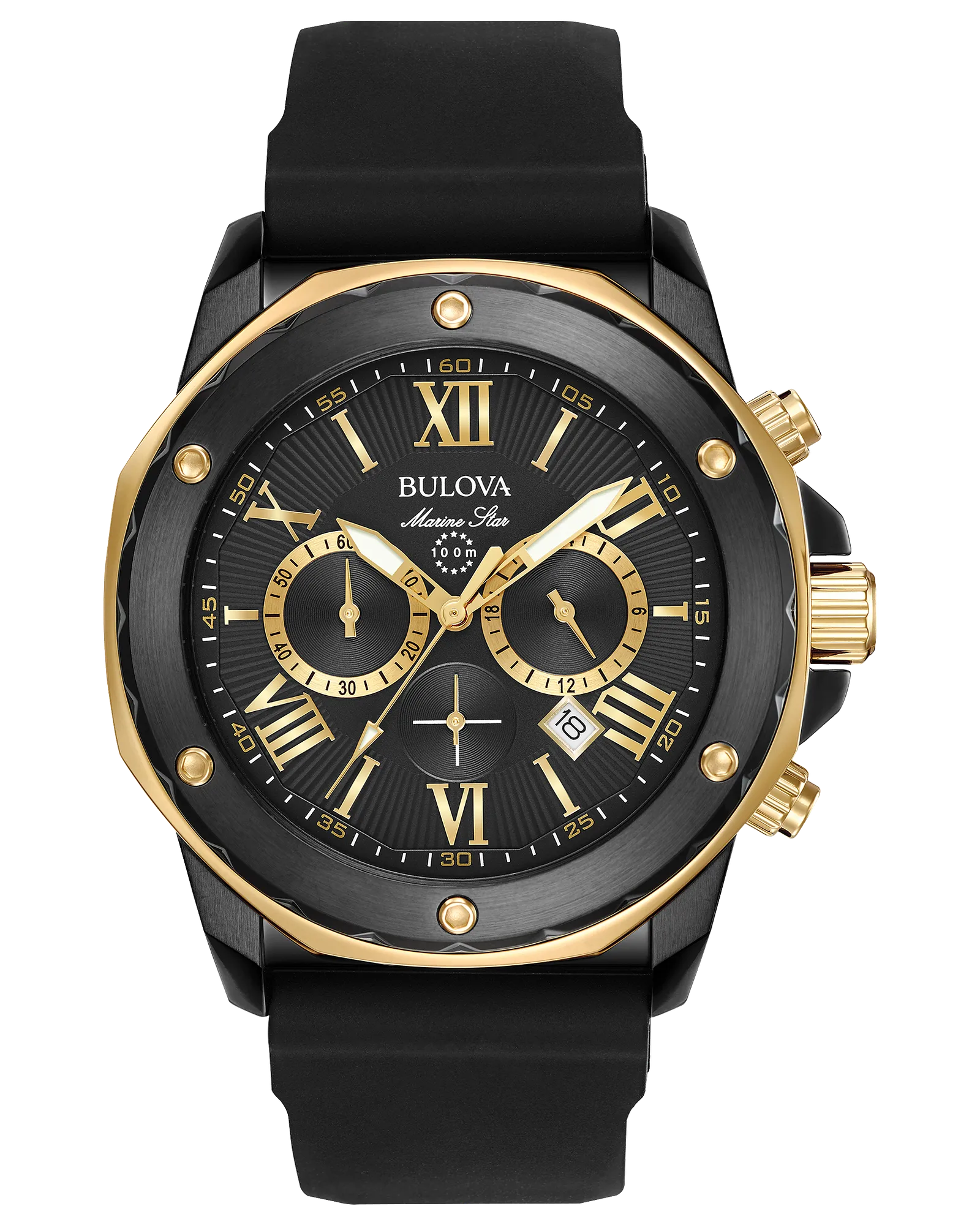 Bulova Marine Star Men's Black IP Chronograph Watch — Black