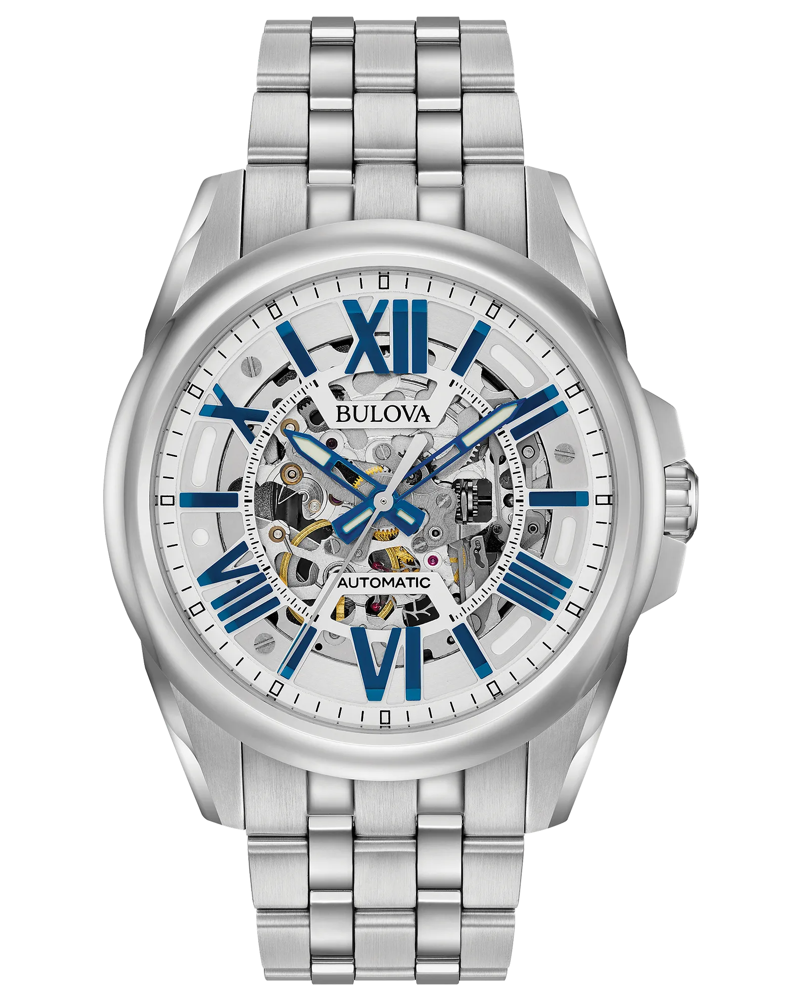 Bulova Sutton Men's Silver Black Dial Stainless Steel Watch
