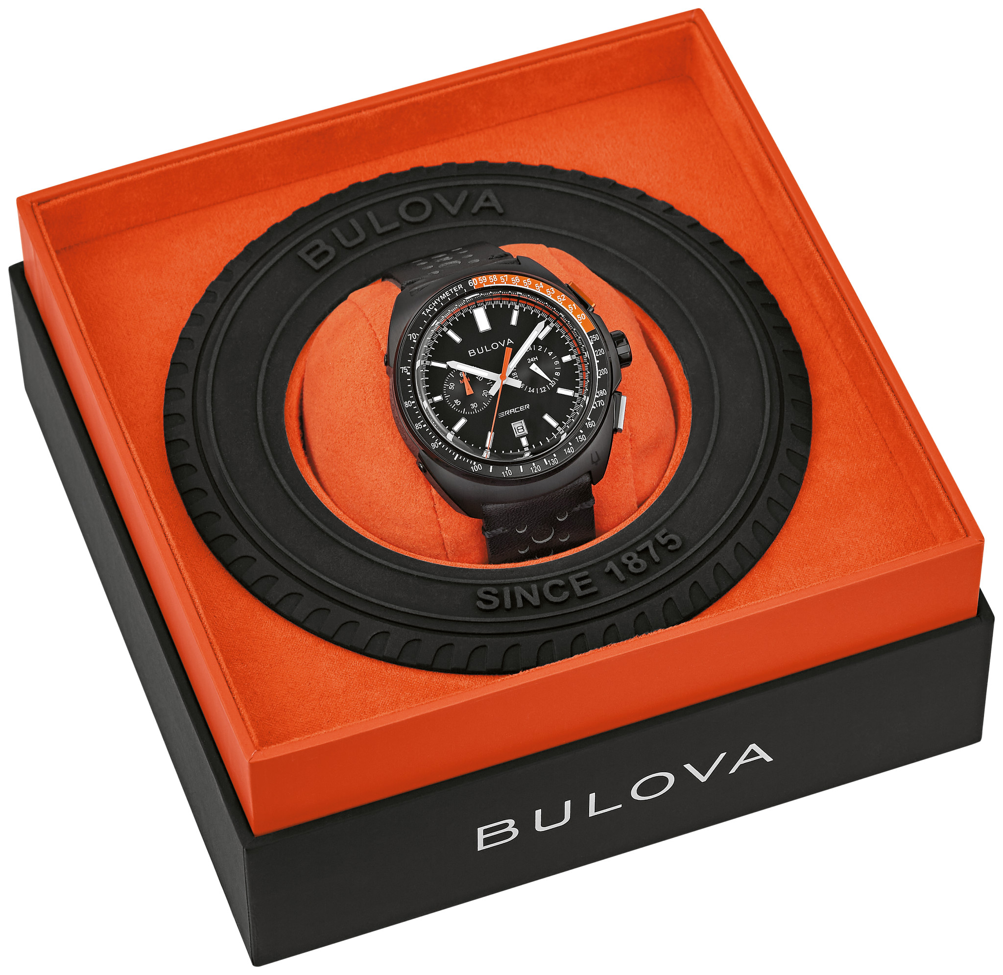 Black Dial Leather Strap Racer Chronograph 98B428 | Bulova