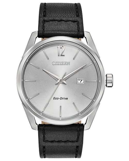 CTO Men s Eco Drive BM7410 01A Black Leather Strap Watch CITIZEN