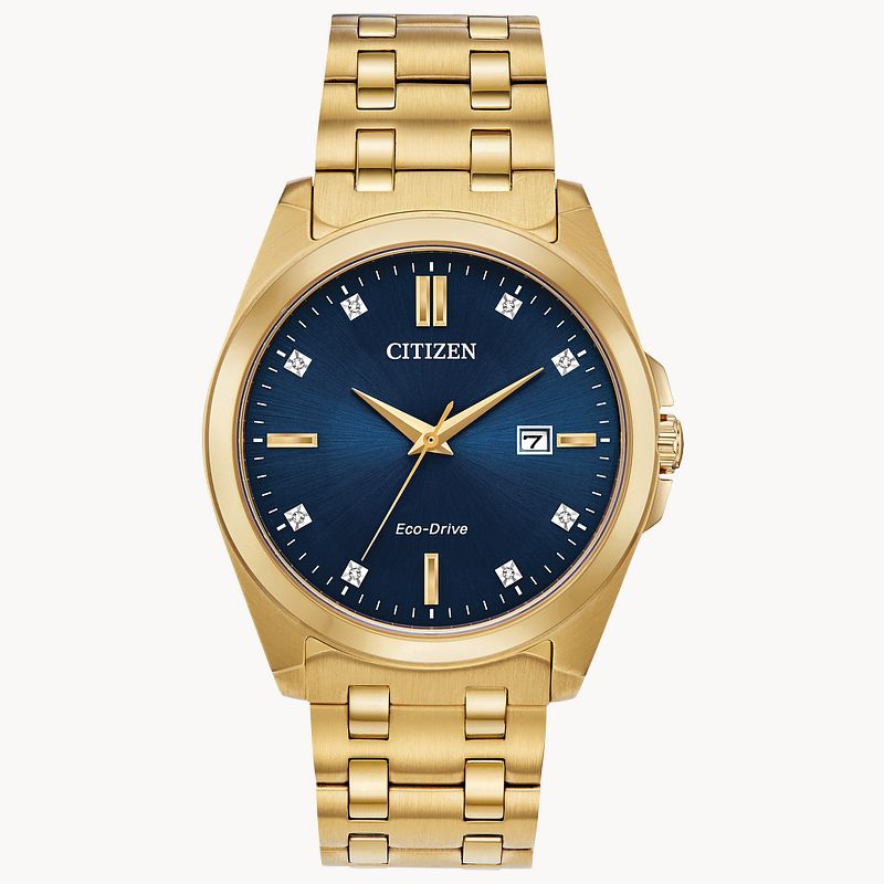 Citizen Corso Eco Drive Blue Dial Gold Stainless Steel Watch CITIZEN