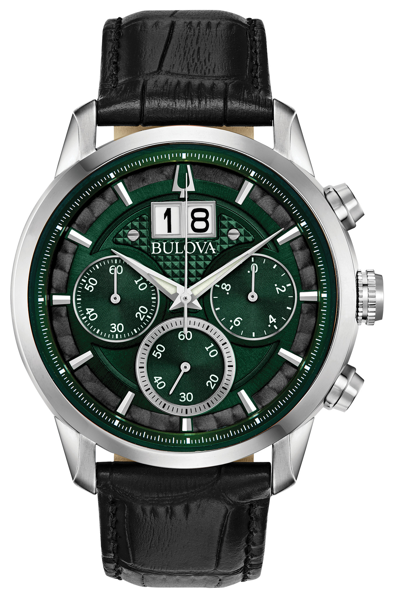 Wenger Avenue Watch - Stainless Steel with Black Dial and Green Silicone  Strap