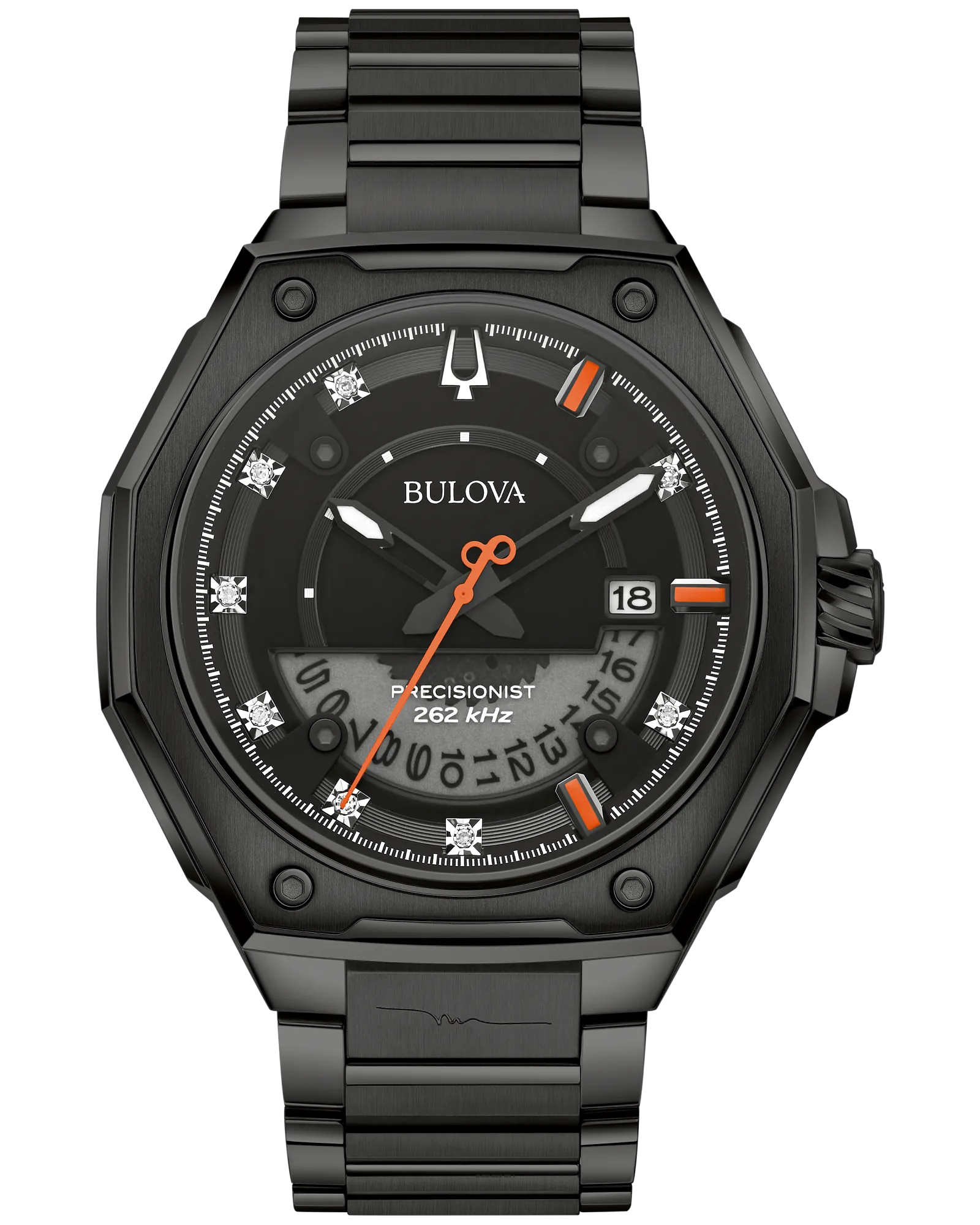 Bulova Black Dial Stainless Steel Bracelet Series X 98D183 — Black