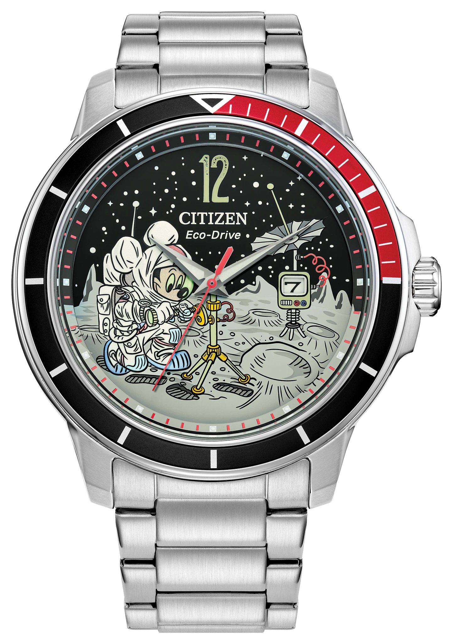 au maison Mickey Astronaut Black Dial Stainless Steel Bracelet AW1709-54W