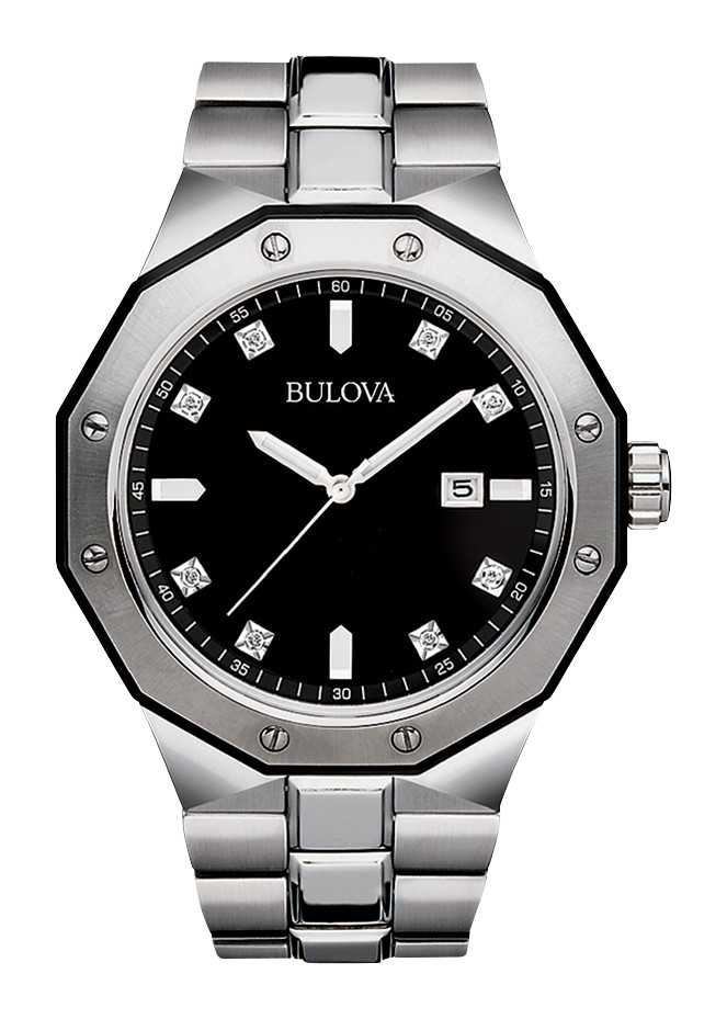 bulova men's diamond two tone stainless steel watch