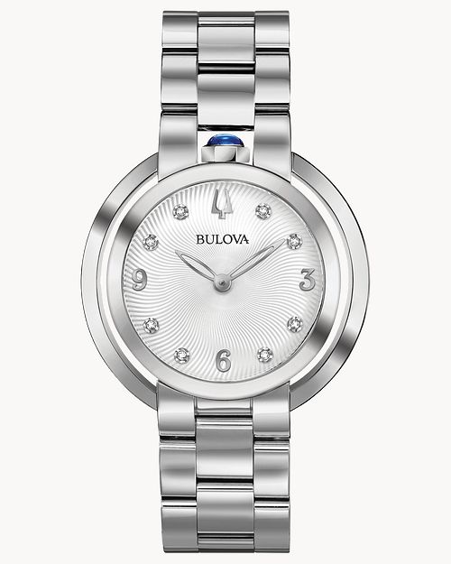 Bulova Rubaiyat Women s White Dial Diamond Stainless Steel Watch Bulova