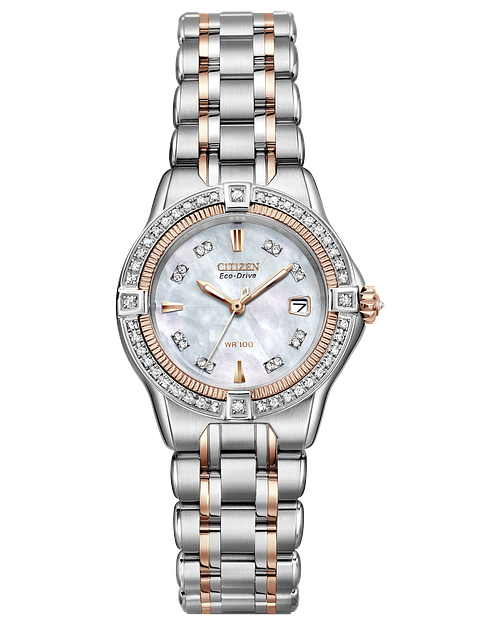 Citizen eco drive mother of pearl face diamond on sale