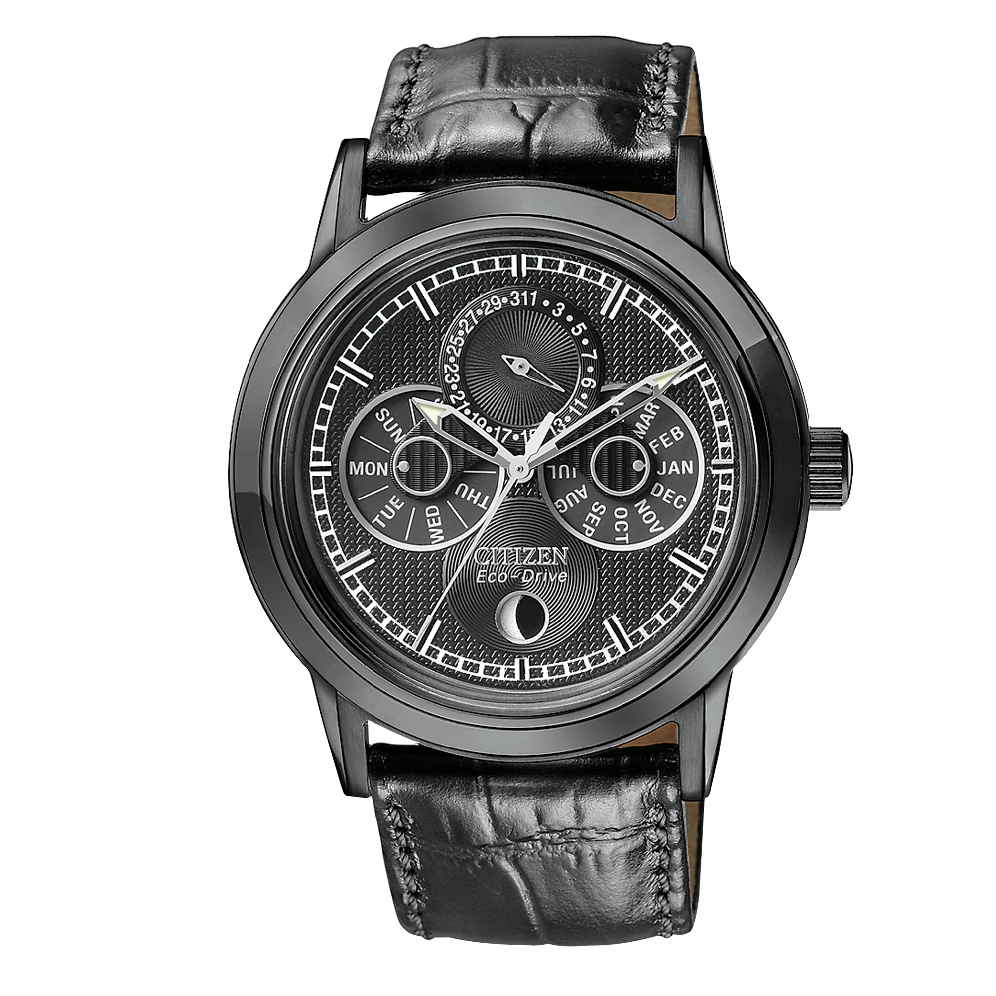 Chandler Black Dial Leather Strap BU0035-06E | CITIZEN