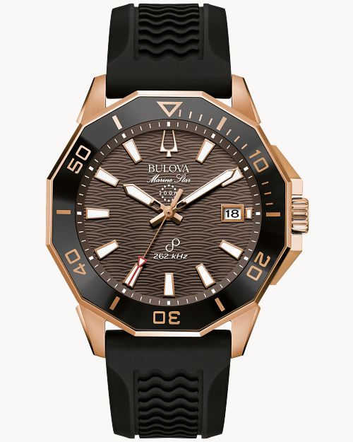 Brown Dial Silicone Strap Marine Star 98B421 Bulova